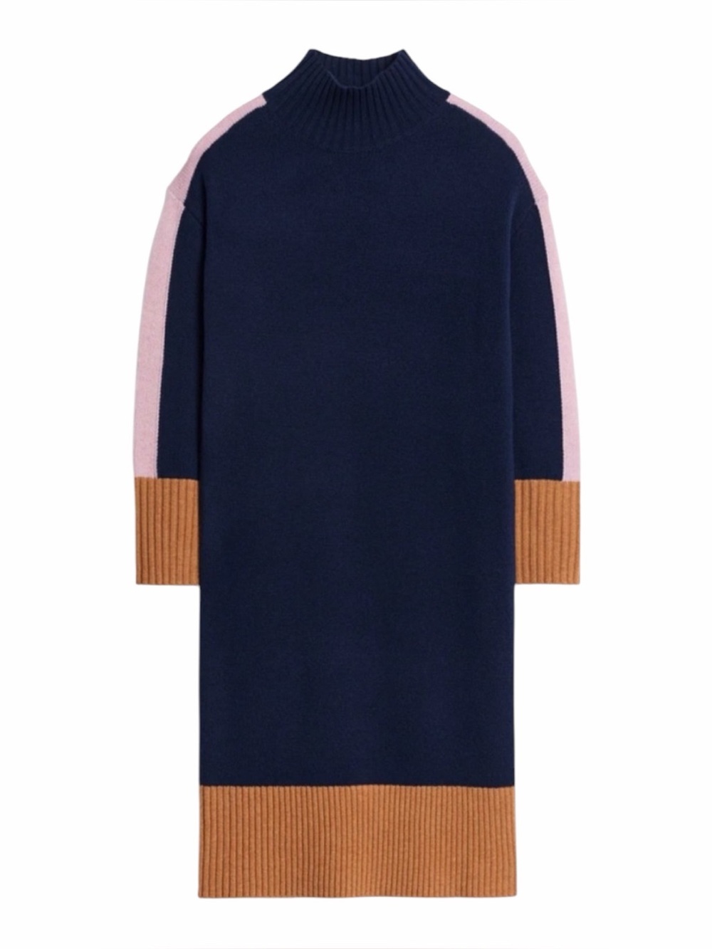 Boden Jessica Merino Wool Dress Navy Tan Pink Size 16/18 R
